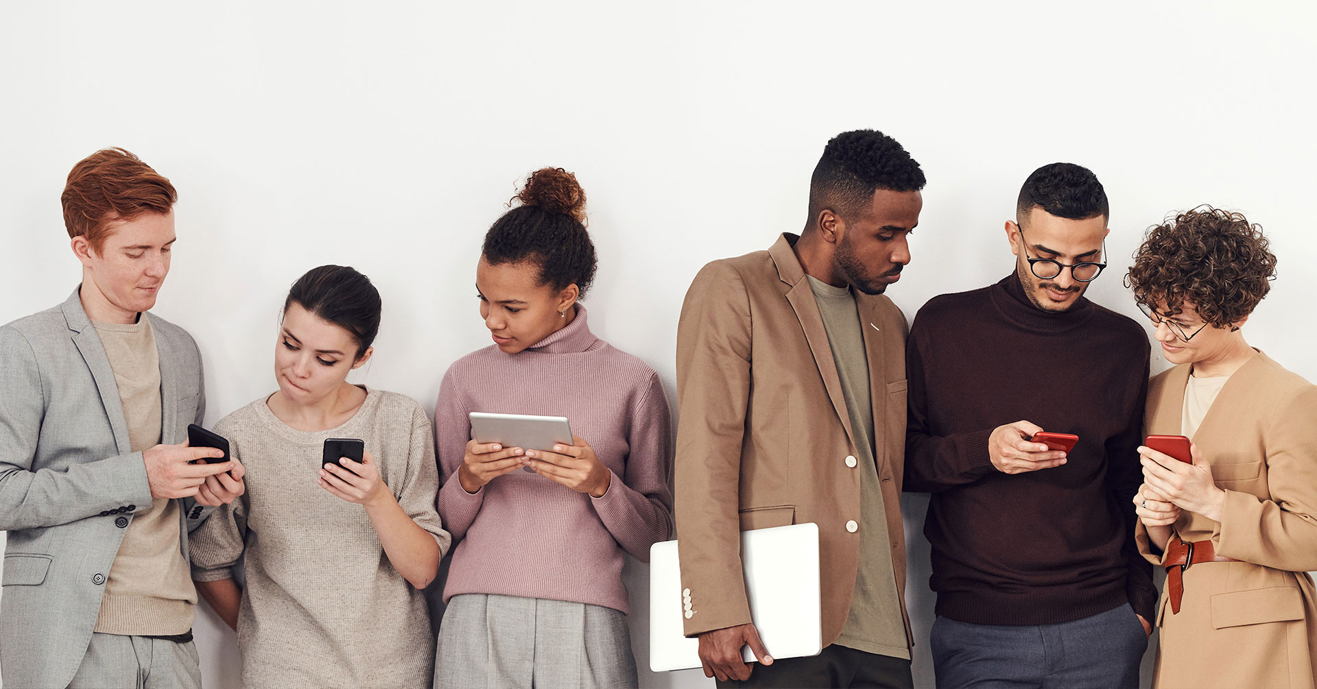 Group of People on Mobile Devices Group of People on Mobile Devices